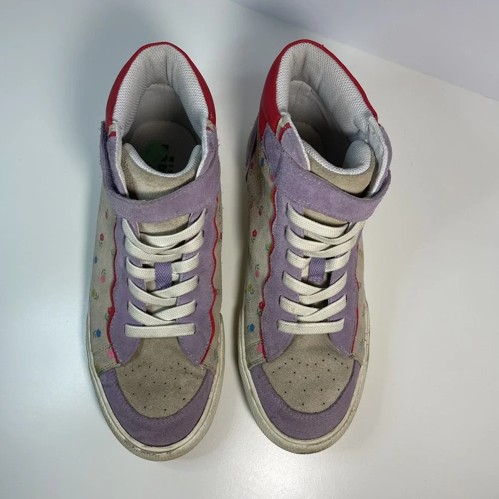 Mini‎ Boden Hightop Girls Trainer Tennis Shoes EUR 37 US Girls 5 Purple Flowers